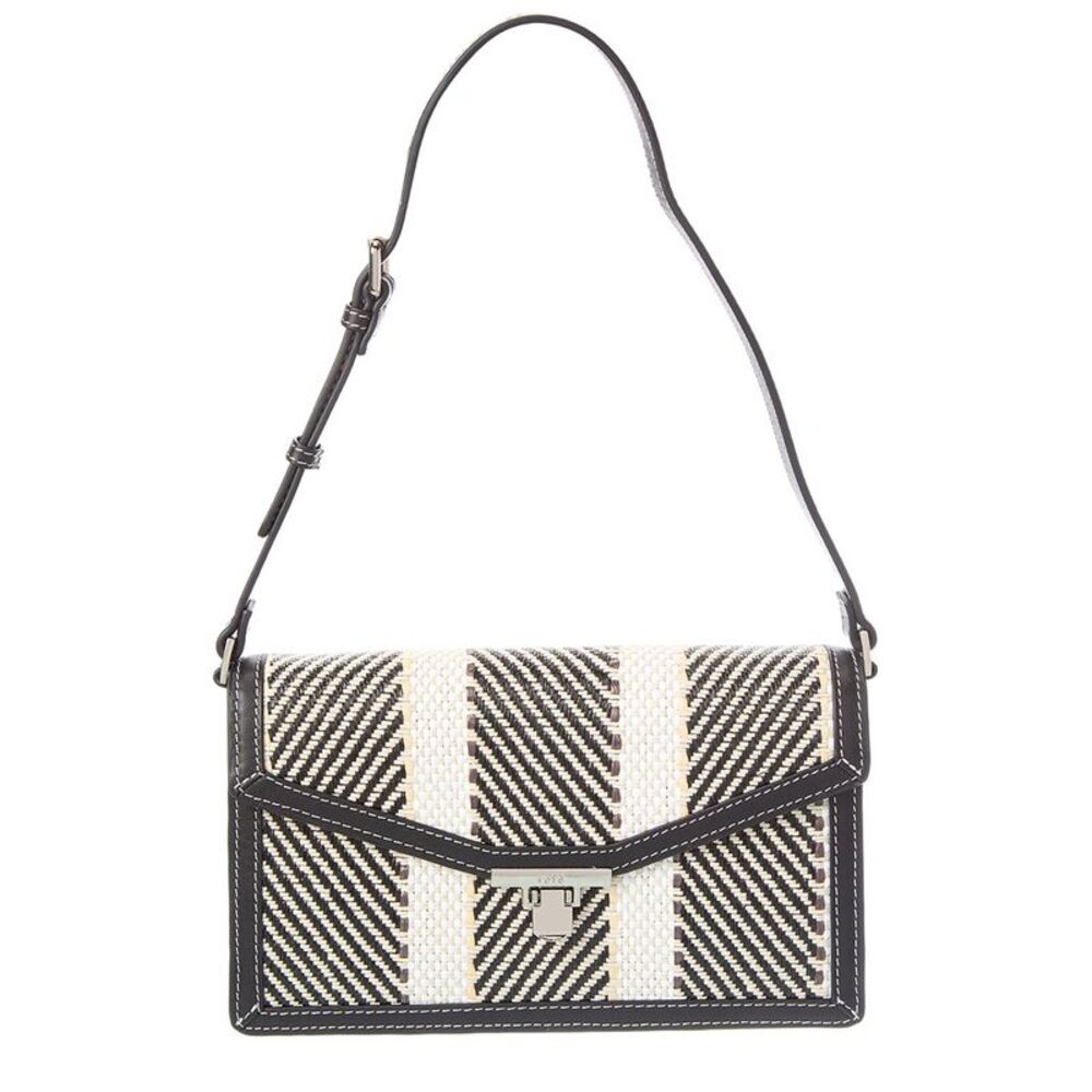 Rafé Kimi Straw Shoulder Bag, Black